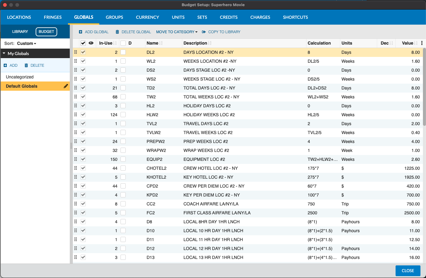 Captura de Pantalla: Configuración de Globales de MMB