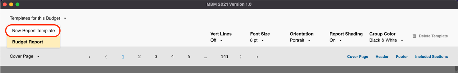 Captura de Pantalla: Plantillas de configuración de reportes de MMB