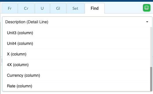 Extended column search covering Globals Rate and 4X