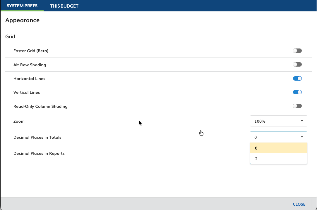 Screenshot: MMB decimal display on totals