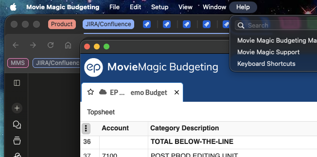 Screenshot: MMB Help menu