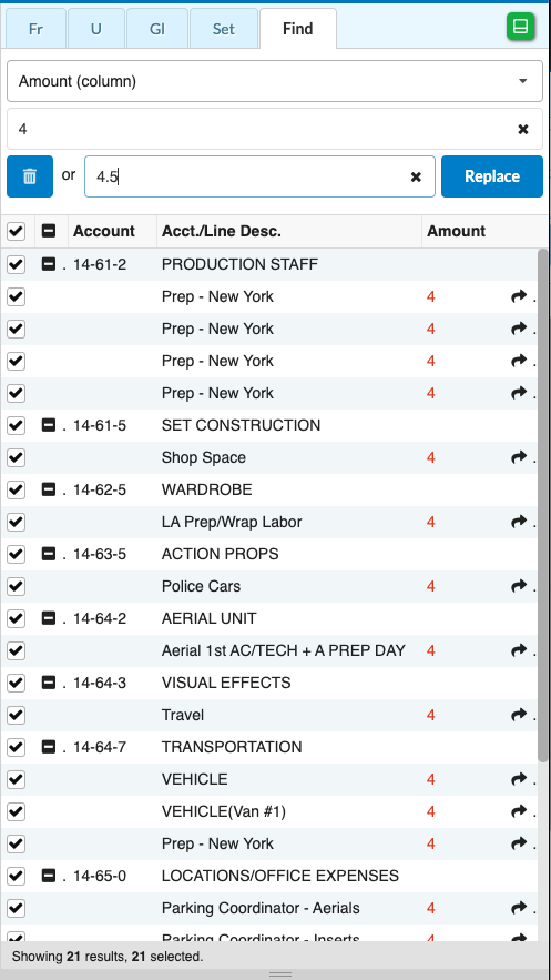 Screenshot: MMB search results by amount column