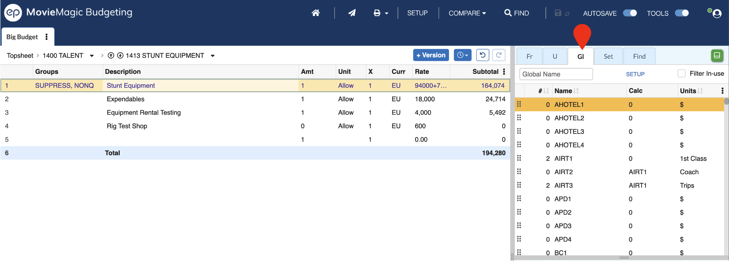 Screenshot: MMB apply globals pane