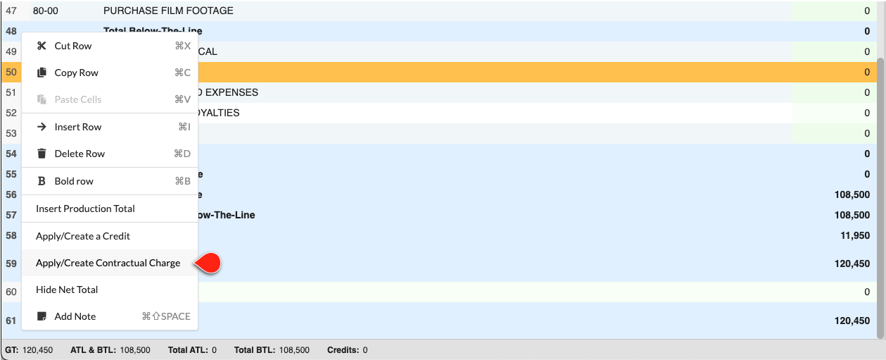 Screenshot: MMB Adding a Contractual charge