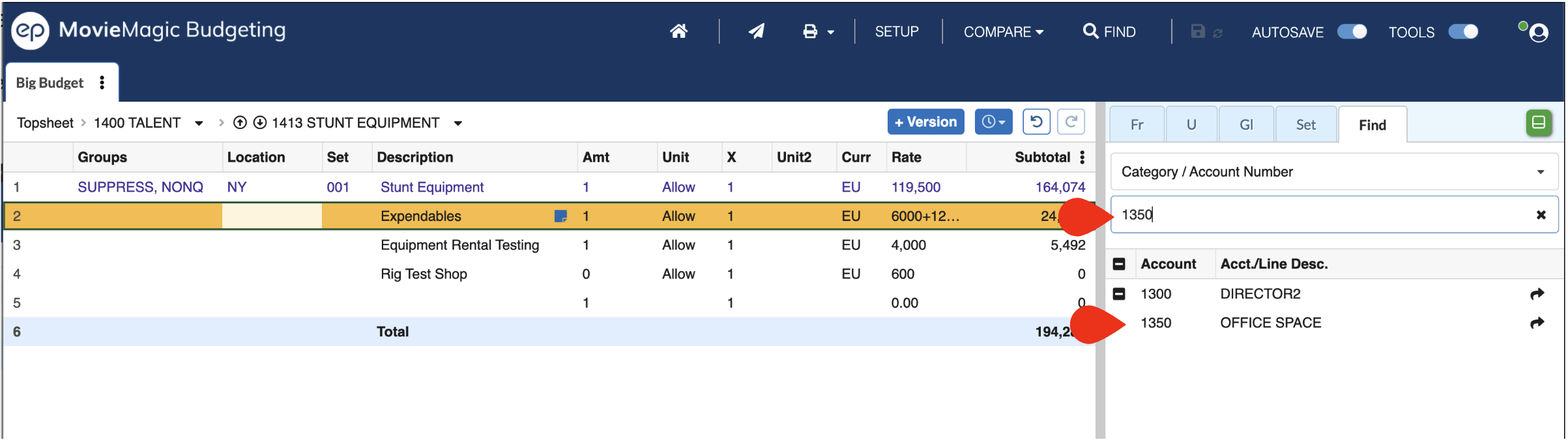 Screenshot: MMB find, account results