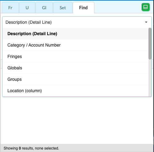 Screenshot: Find and Replace options