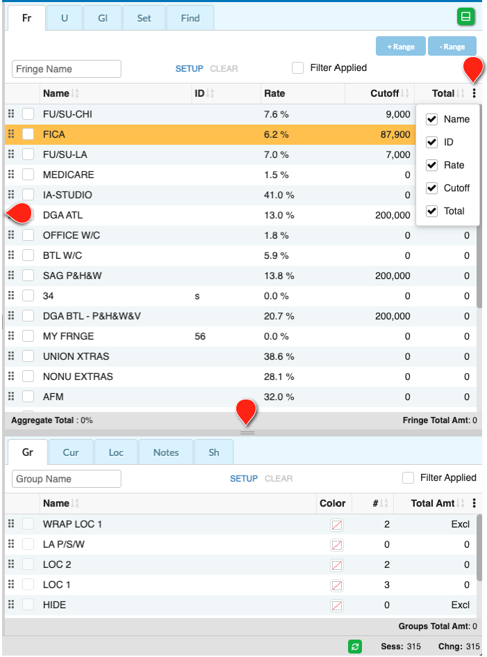 Screenshot: MMB tools pane adjusting appearance of the pane