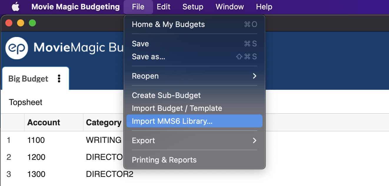 Screenshot: Import MM6 Library from File Menu