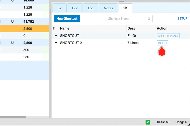 Screenshot: MMB inserting detail line shortcuts