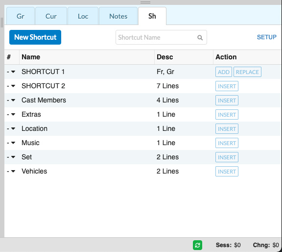 Screenshot: MMS6 library file as insert-detail lines shortcuts