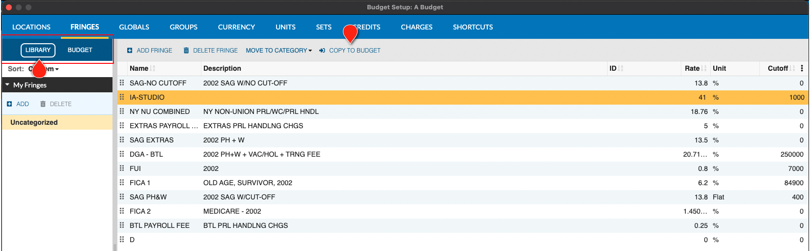 Screenshot: MMB setup Library tab