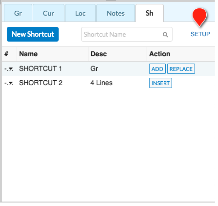 Screenshot: MMB getting to Shortcuts setup