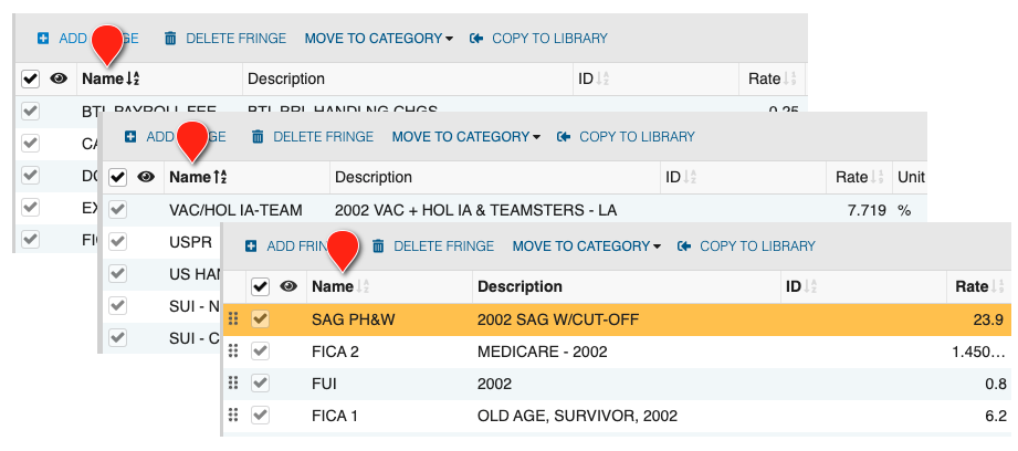 Screenshot: MMB toggling sort order setup screens