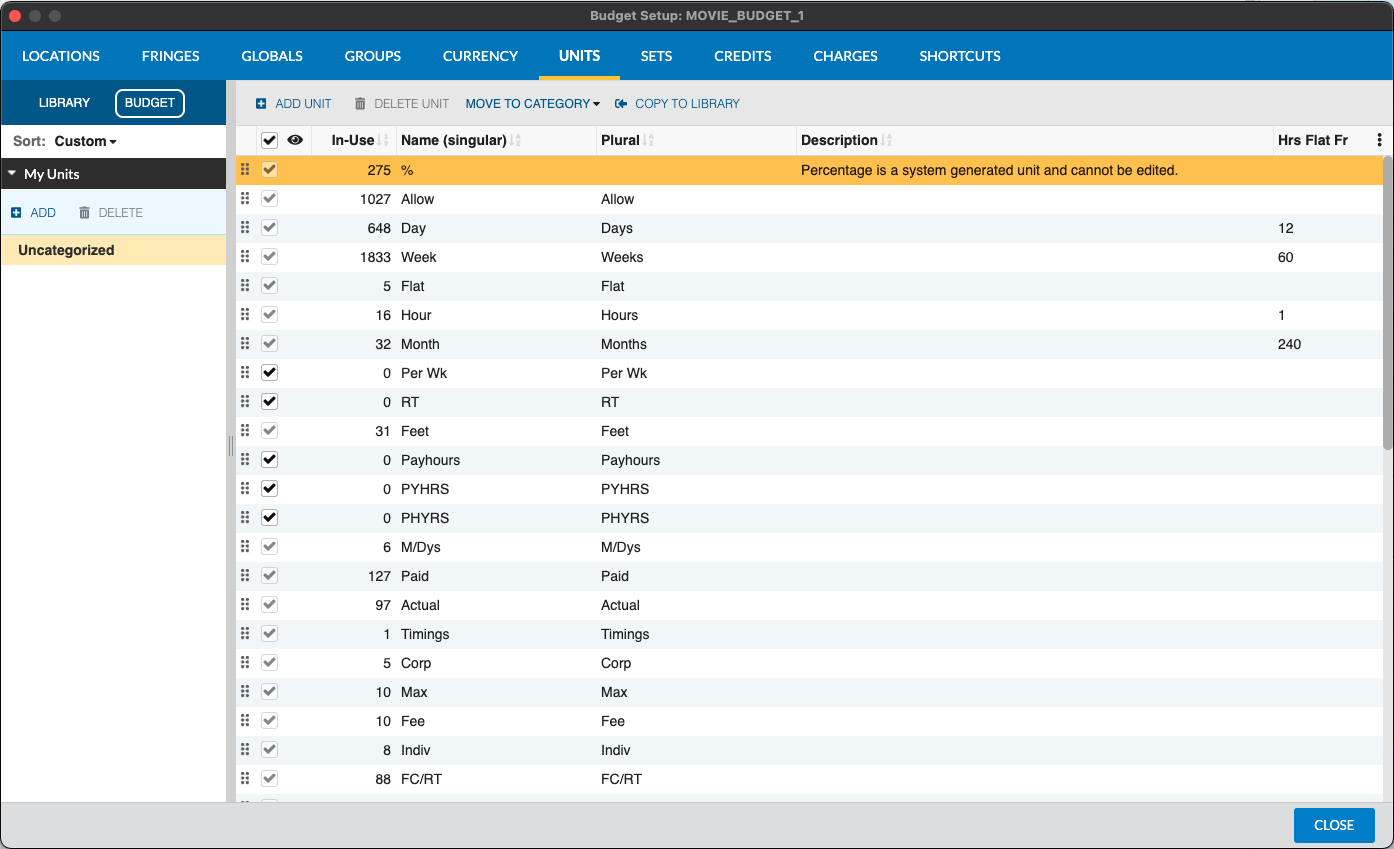 Screenshot: MMB Units Setup