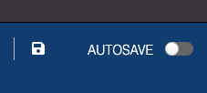 Screenshot: MMB Autosave toggle set to "off" with the Save button enabled