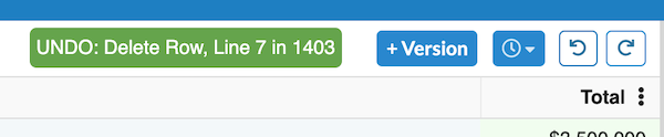 A screenshot of an undo action in progress
